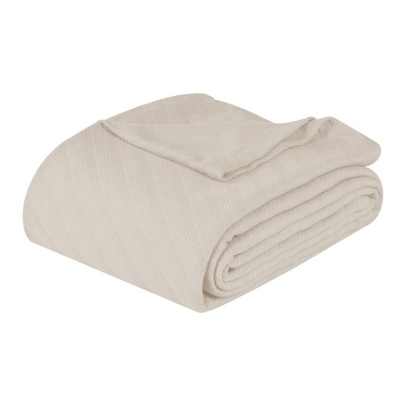 Blue Nile Mills Striped Jacquard Dobby Weave Cotton Throw Blanket
