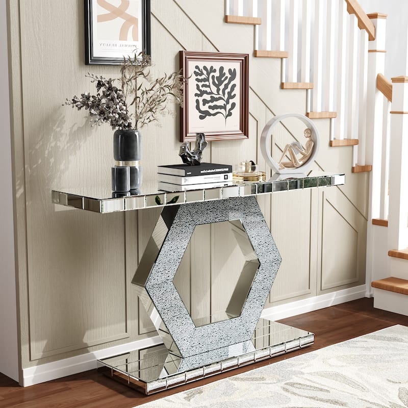 GDF Studio - Marcellis Art Deco Mirrored Crystal Console Table