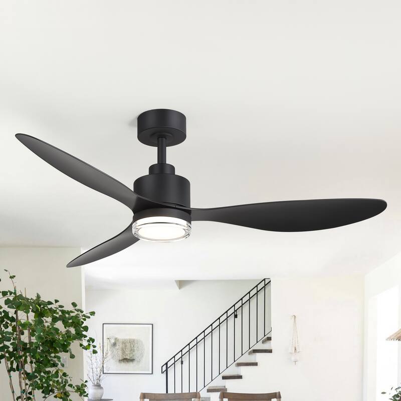 52" Black/Gold LED Ceiling Fan with Light and Remote(3-Blade) - Black