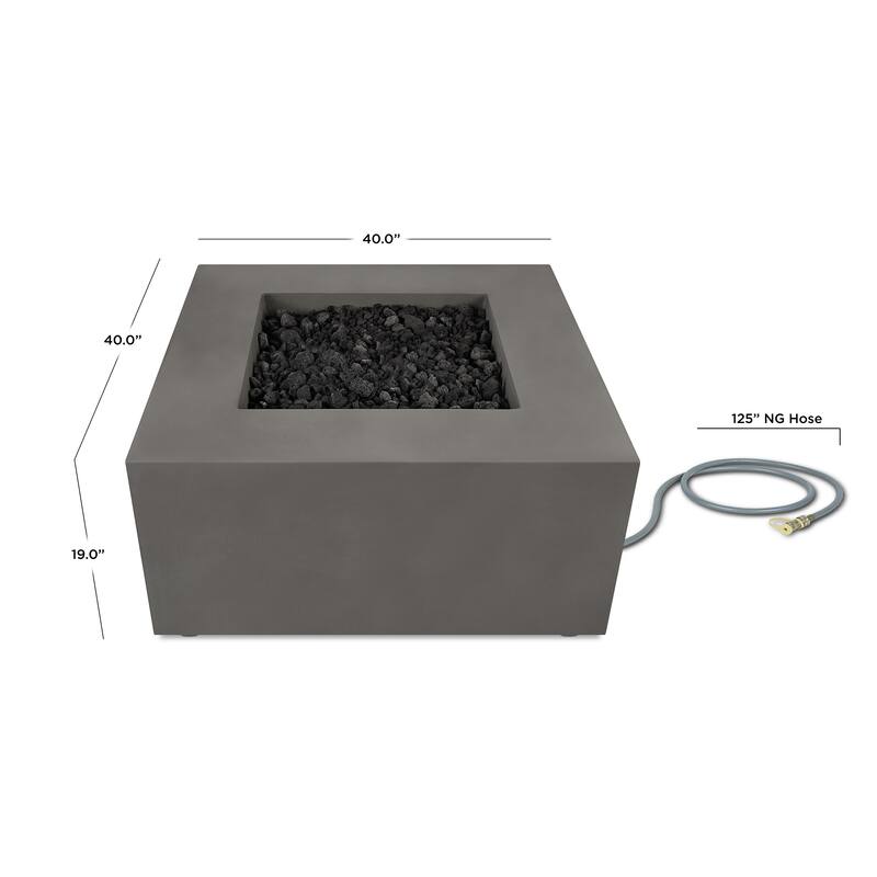 Provo Casual Square Natural Gas Fire Table in Flint by Jensen Co - 40 x 40 x 19