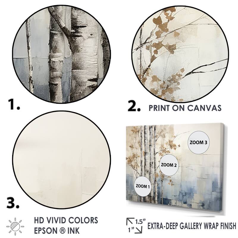 Designart "Blue And White Forest Winter Harmony" Forest Framed Wall Art Living Room