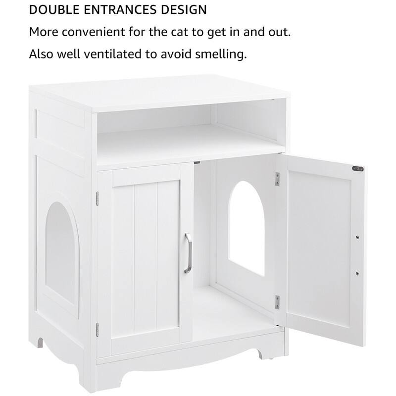 beeNbkks Cat Litter Box Enclosure Cat Washroom with 2 Entrances