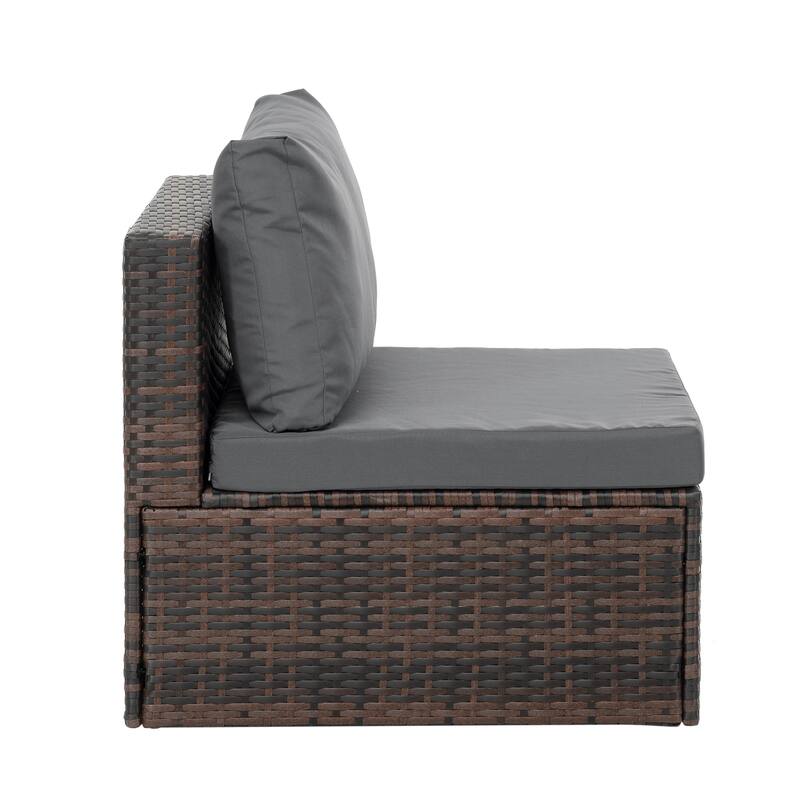 GDFStudio - Stylish 5-Piece Outdoor PE Wicker Patio Set with Tempered Glass Coffee Table, Seats 4