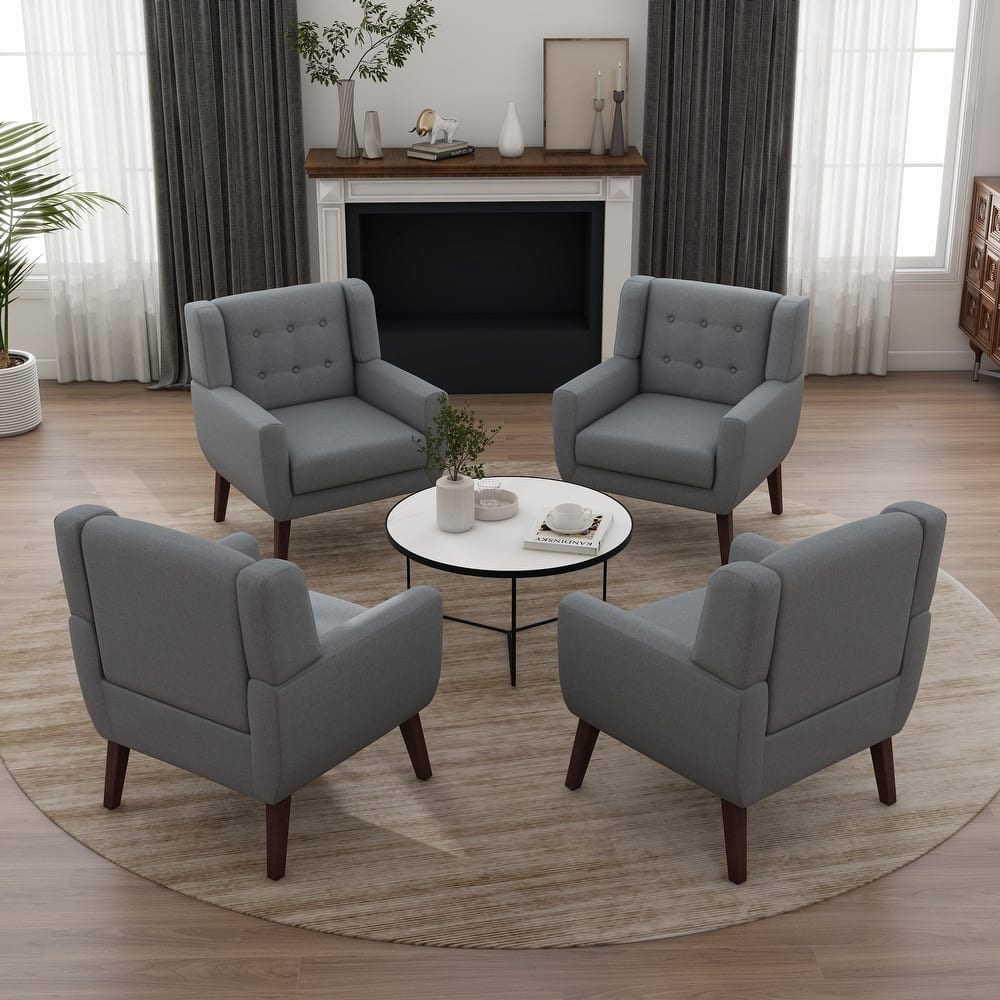 Set of 4 Accent Chairs Cotton Armchair for Living Room