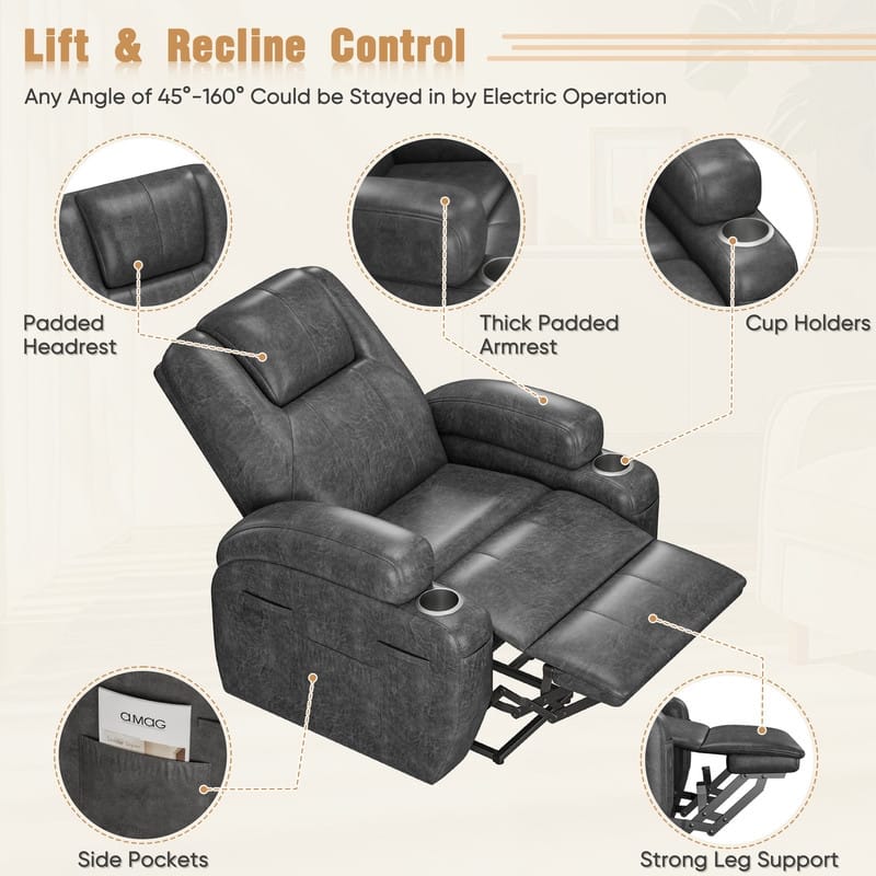 Homall Faux Leather Power Lift Recliner Chair with Massage