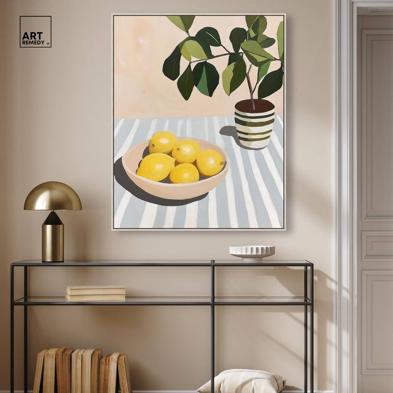 Lemon with Green Canvas by Art Remedy