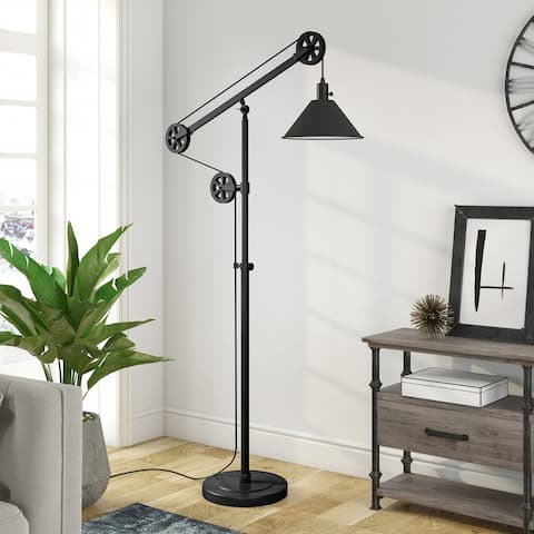 Devonshire Floor Lamp In Blackened Bronze With Pulley System