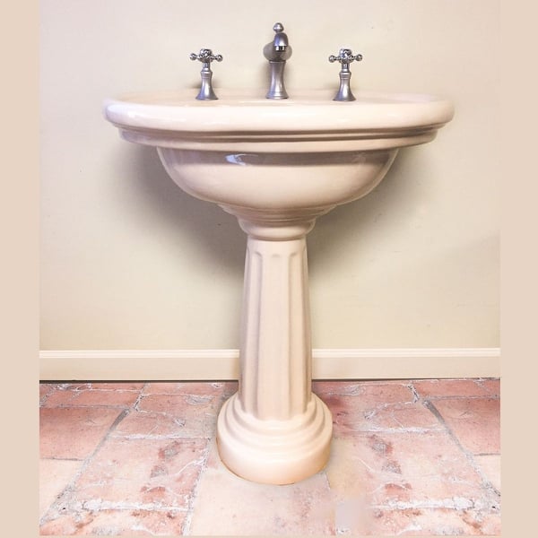 RENOVATORS SUPPLY MANUFACTURING Philadelphia 26 in. Pedestal Sink with Oval-Shaped Vessel China Gloss in Biscuit