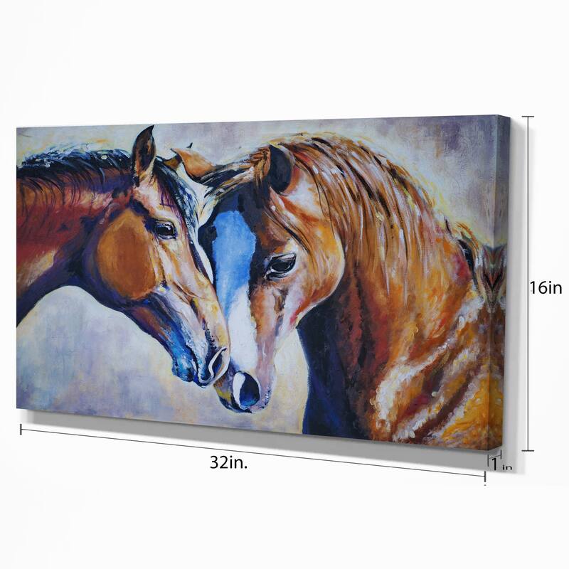 Brown Amorous Horses - Animal Canvas Print