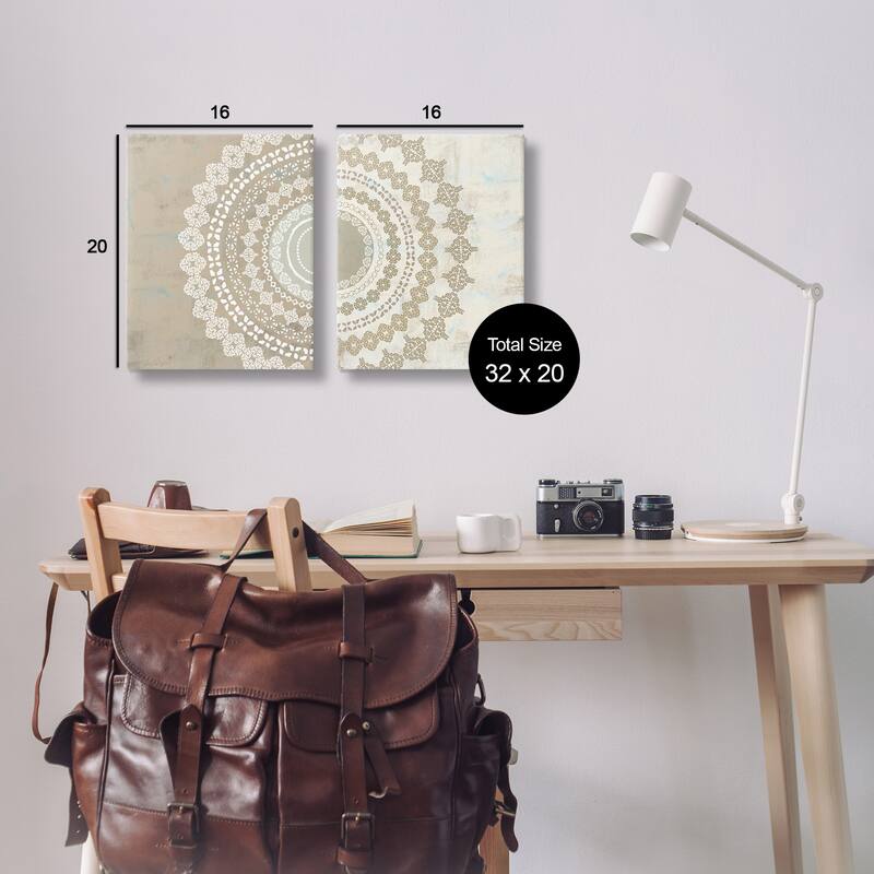 Stupell Rustic Mandala Boho Pattern 2 Piece Canvas Wall Art Set by Flora Kouta