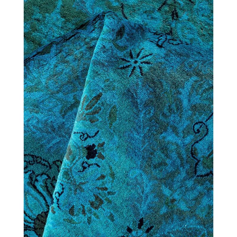 Fine Vibrance, One-of-a-Kind Hand-Knotted Area Rug - Blue, 8' 1" x 8' 1" - 8' 1" x 8' 1"