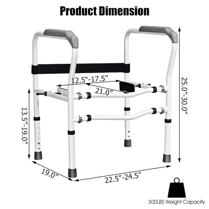 Costway Toilet Safety Frame Stand Alone Toilet Safety Rail with - See details