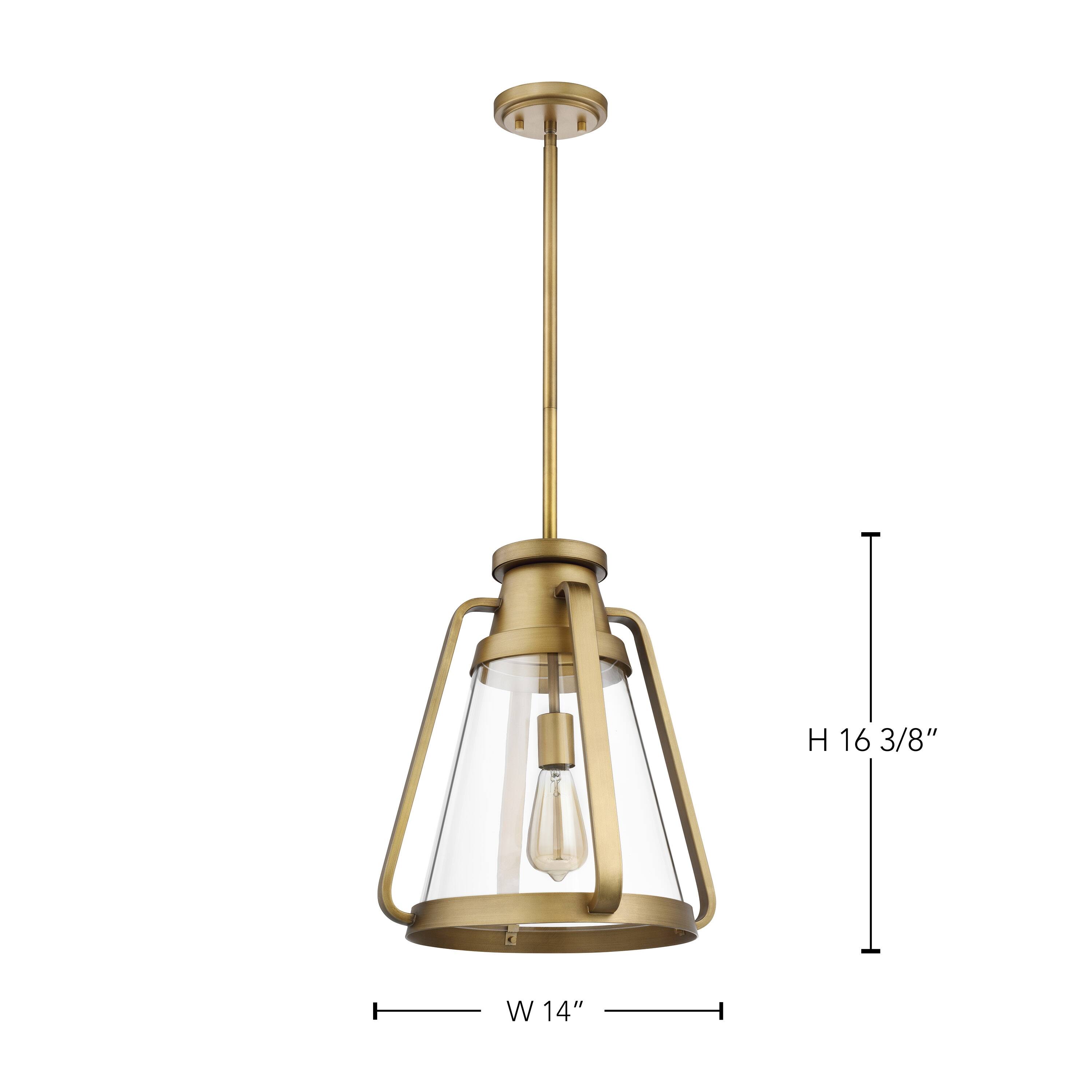 Everett 1 Light 14 Inch Pendant Natural Brass with Clear Glass