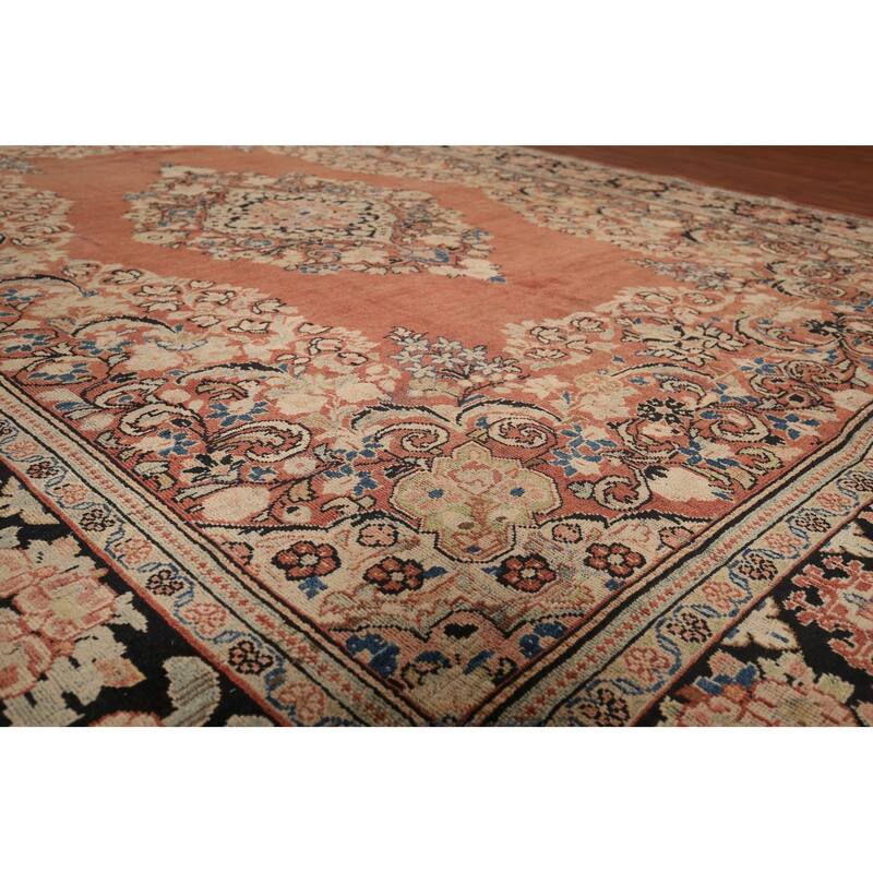 Orange Mahal Persian Antique Area Rug Hand-Knotted Wool Carpet - 9'0"x 12'7"
