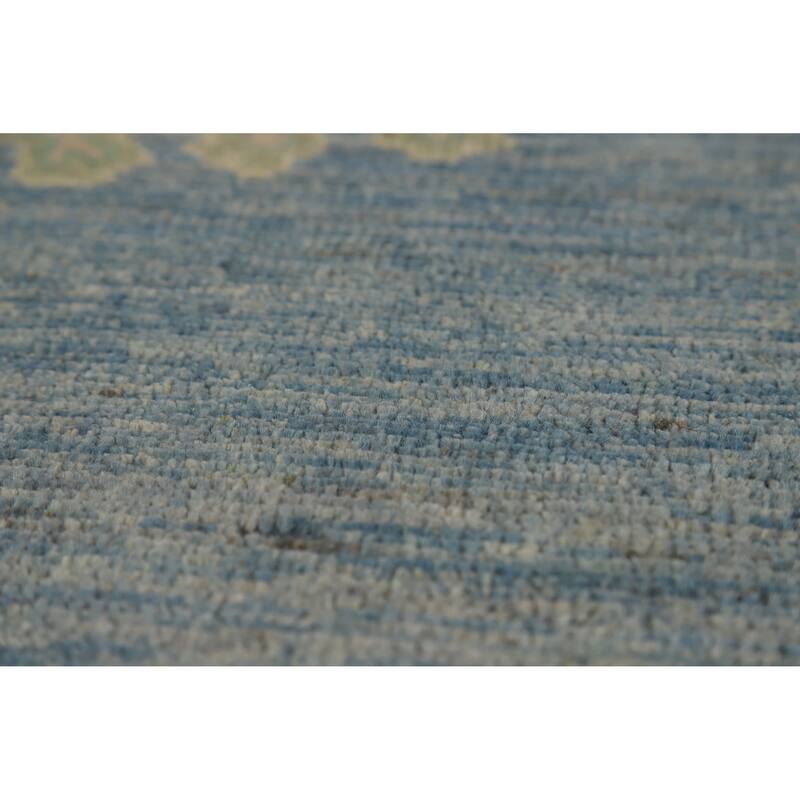 Hand Knotted Oriental 100% Wool Carpet Transitional Medallion Navy Blue & Blues Oushak Area Rug - 10' 2'' X 8' 4''