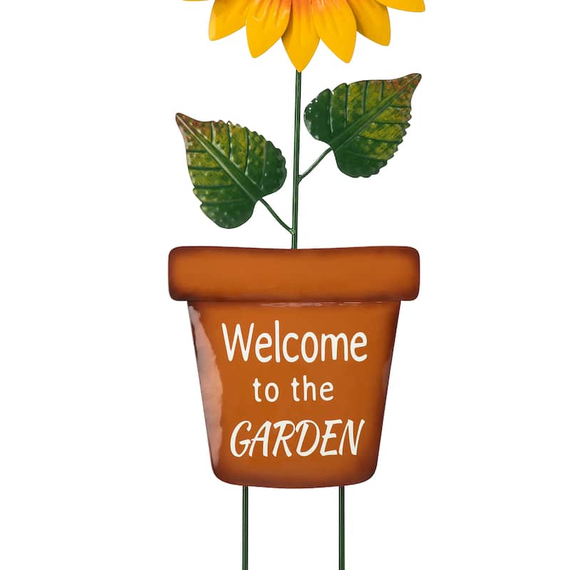Glitzhome 36"H Metal Welcome to the Garden Sunflower Yard Stake