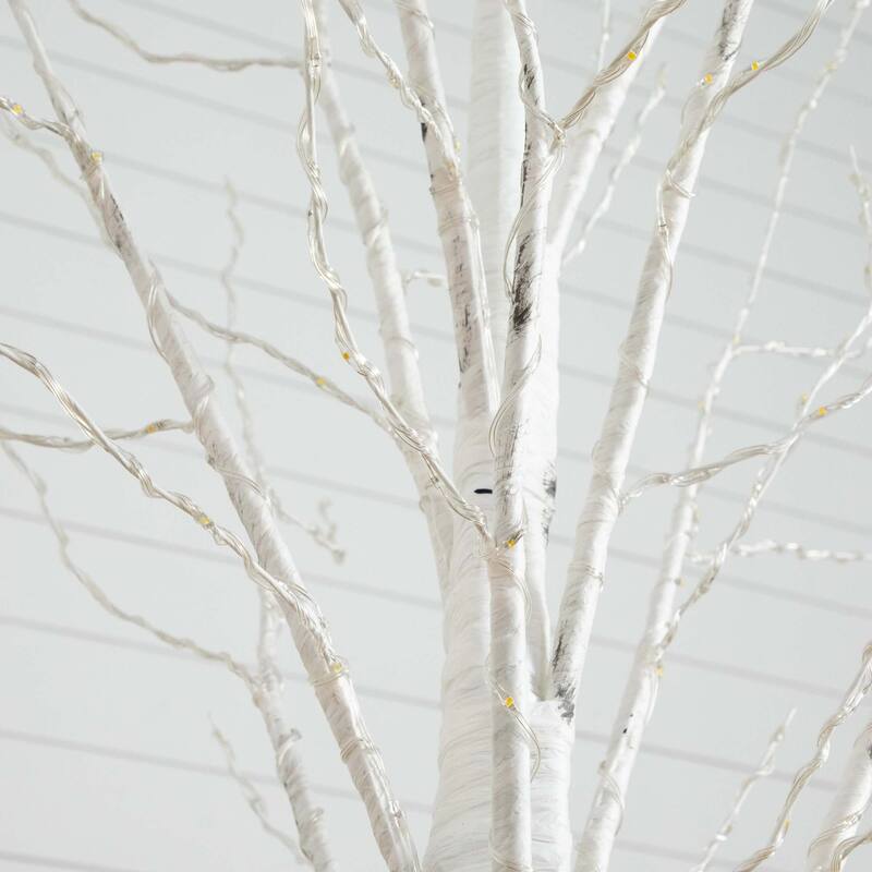 Pre-Lit Artificial Birch Christmas Tree - 3’ - Warm White LED Lights - 7 Foot