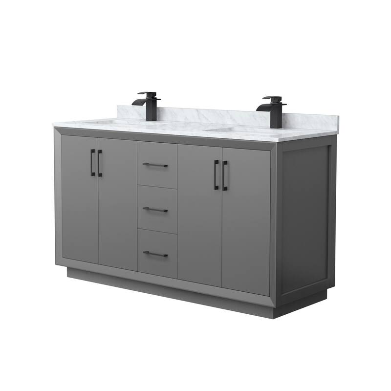 Wyndham Collection WCF414160D-NAT-UNSMXX Strada 60" Free Standing - Dark Gray / Matte Black Hardware