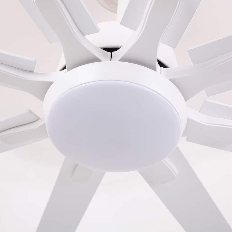 65 in. Integrated LED White Dimmable Ceiling Fan with Light and Remote - 65" D x 65" W x 13.4" H