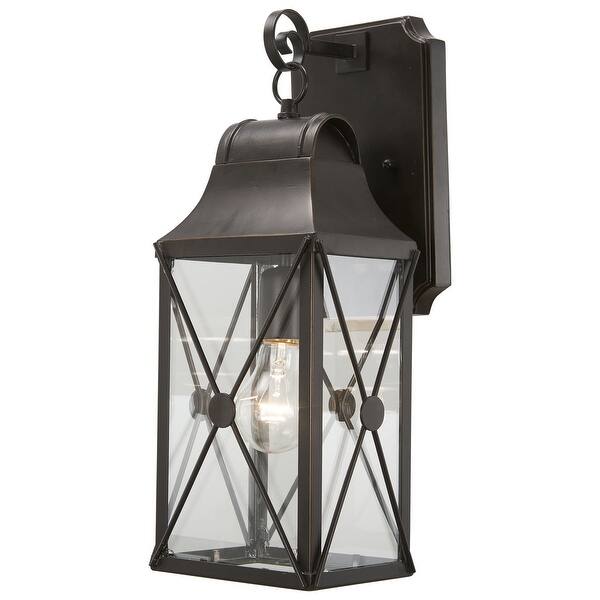slide 2 of 4, The Great Outdoors 73291 De Luz 1 Light 6-1/2" Wide Outdoor Wall Oil Rubbed Bronze with Gold Highlights