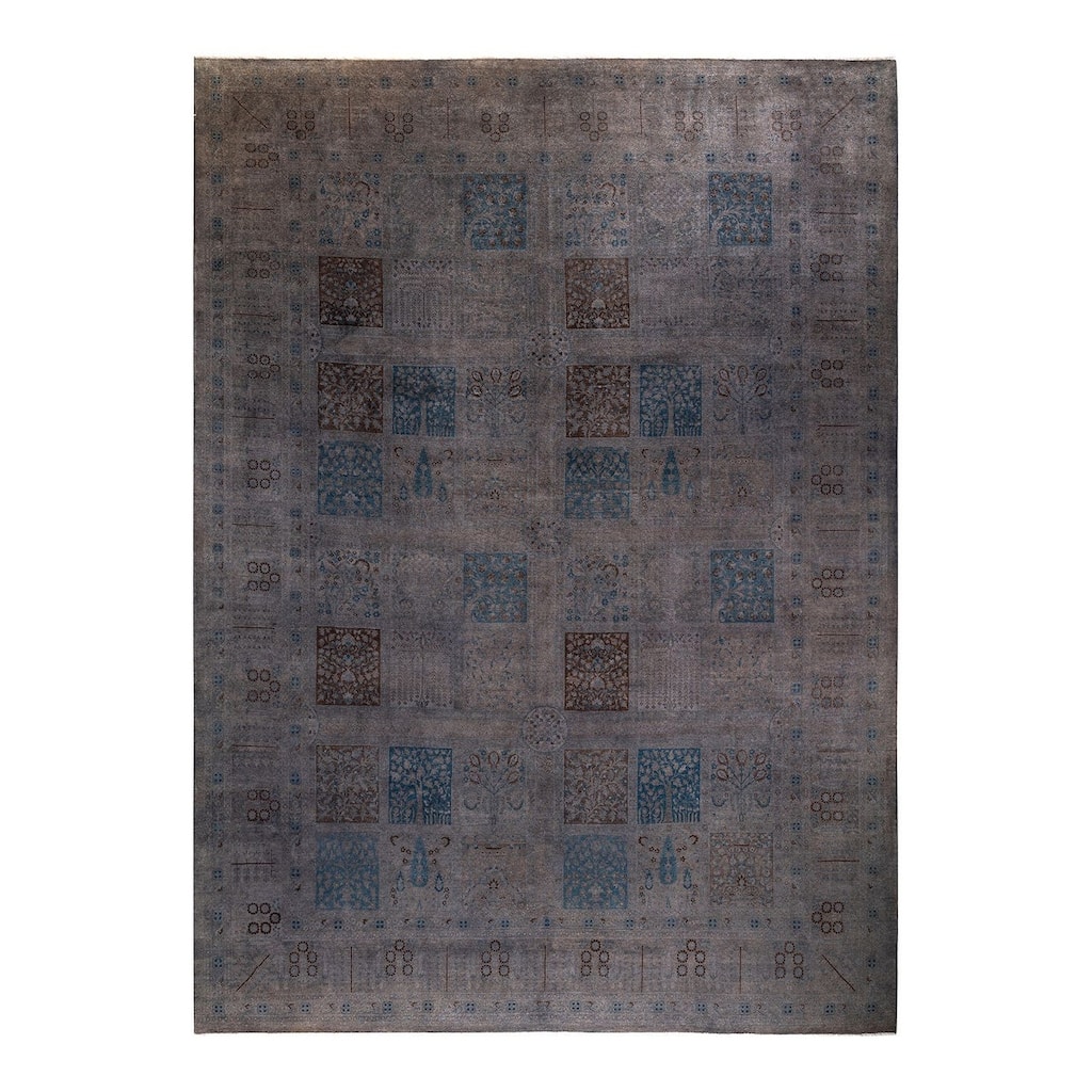 Overton Hand Knotted Wool Vintage Inspired Modern Contemporary Overdyed Gray Area Rug - 10' 3" x 13' 10"