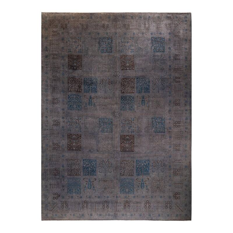 Overton Hand Knotted Wool Vintage Inspired Modern Contemporary Overdyed Gray Area Rug - 10' 3" x 13' 10"