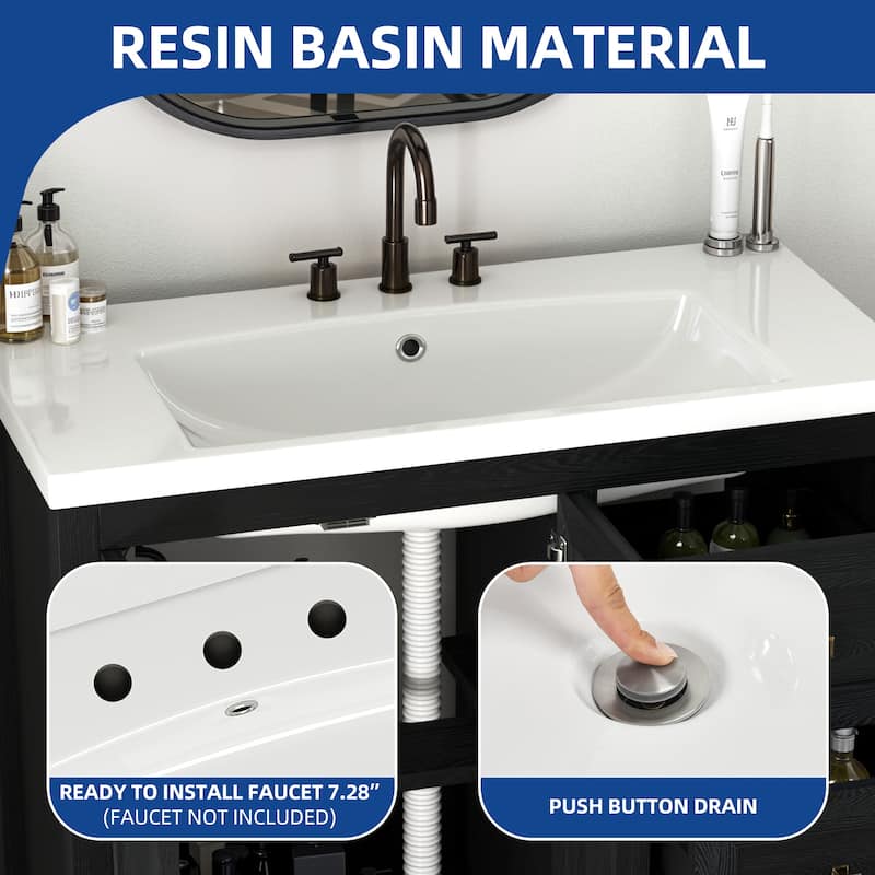Moasis 36"/42" Bathroom Vanity Cabinet Set with Sink Combo and 3 Drawers & Cabient