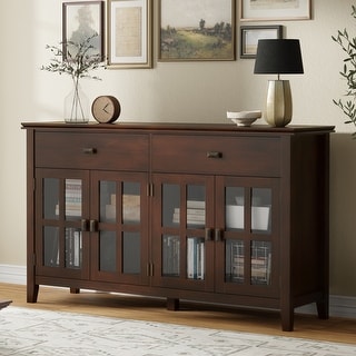WYNDENHALL Stratford 60" Wide Solid Wood Transitional Large 4 Door Sideboard Buffet -  17"d x 60"w x 34"h