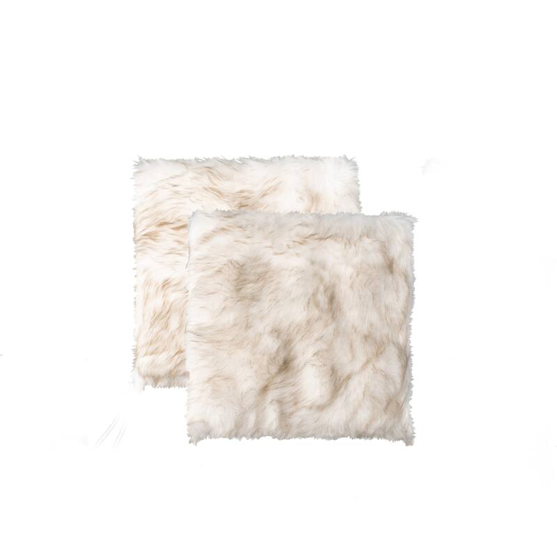 HomeRoots Set Of Two 17" X 17" Gradient Tan Faux Fur Dining Chair Pad - 17