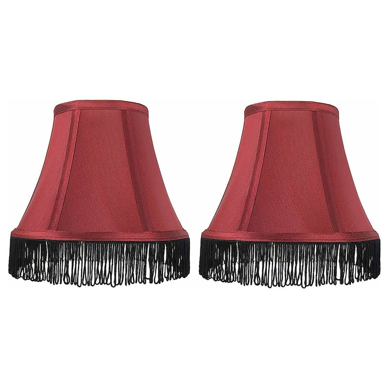 7" Silk Bell Lamp Shade - Set of 2 - Burgundy, Black