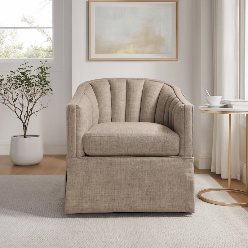 Sunveil Skirted Swivel Accent Chair by Greyson Living - Stone