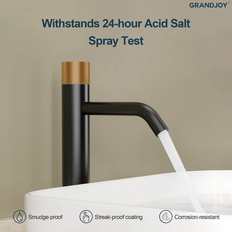 GRANDJOY 2-Pack Single Handle Vessel Sink Faucet with Pop-Up Drain, Mid-Arc Bathroom Design