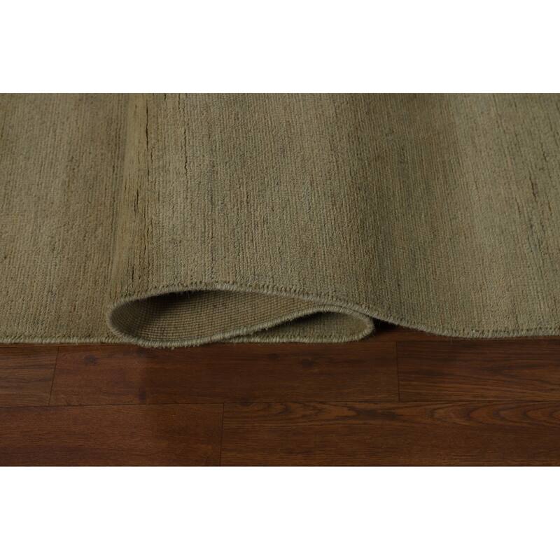 Sage Green Gabbeh Modern Area Rug Handmade Wool Carpet - 6'3" x 9'9"