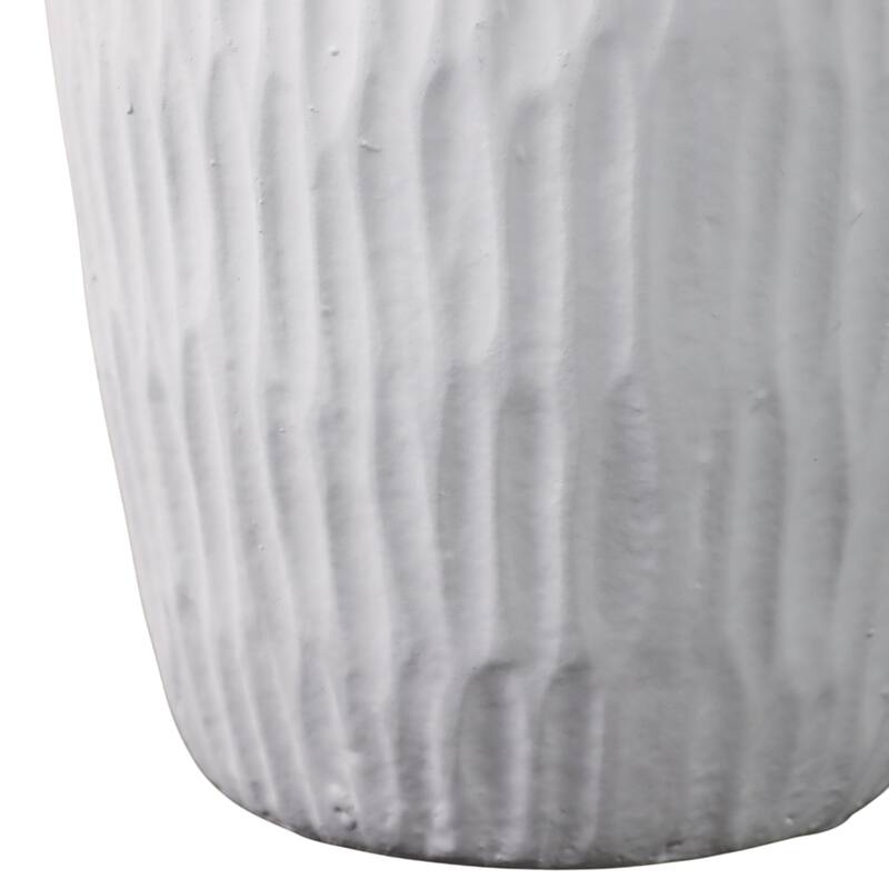 Pottery Metal Vase Earthenware Handcrafted Tapered Textured Surface