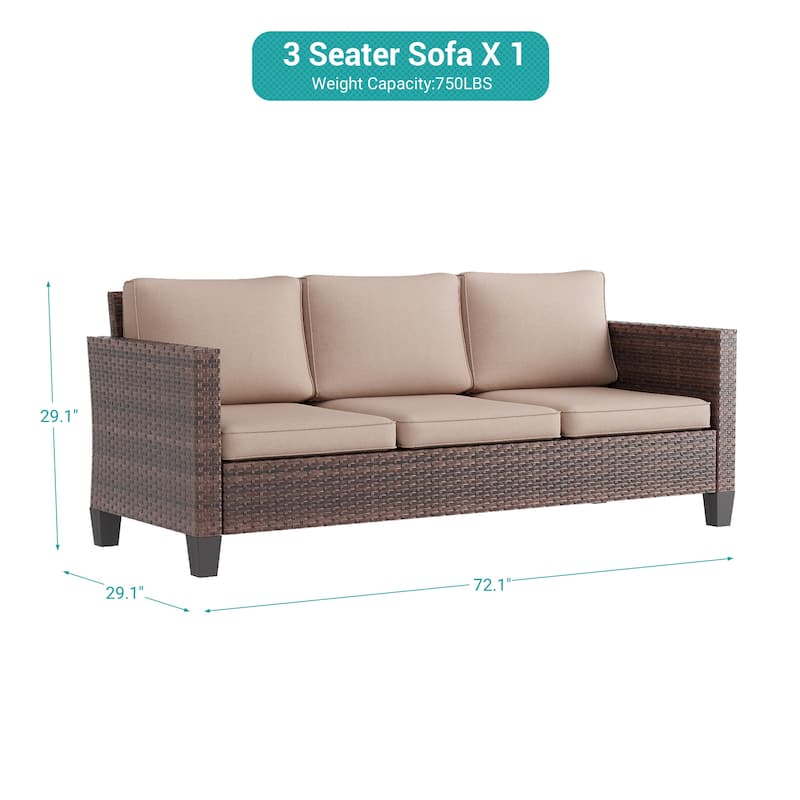 BONOSUKI Patio Outdoor Couch,3-Seater Furniture with Removable Cushion