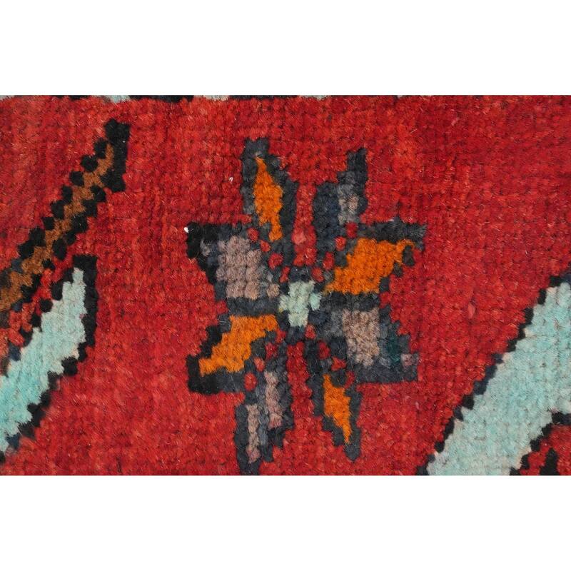 Hand Knotted Oriental 100% Wool Carpet Traditional Tribal Red Ardebil Runner Rug - 9' 3'' X 3' 4''