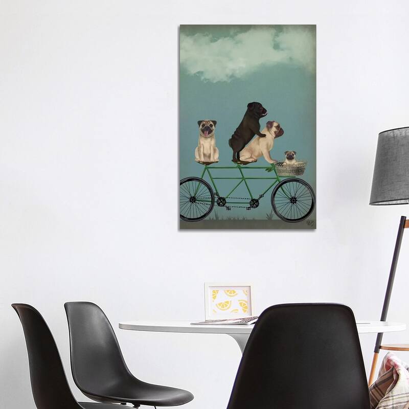 iCanvas "Pug Tandem" by Fab Funky Canvas Print - 40x26x1.5