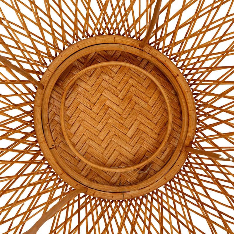 Hand-Woven Decorative Bamboo Lantern Candle Holder - 13.8"L x 13.8"W x 19.7"H