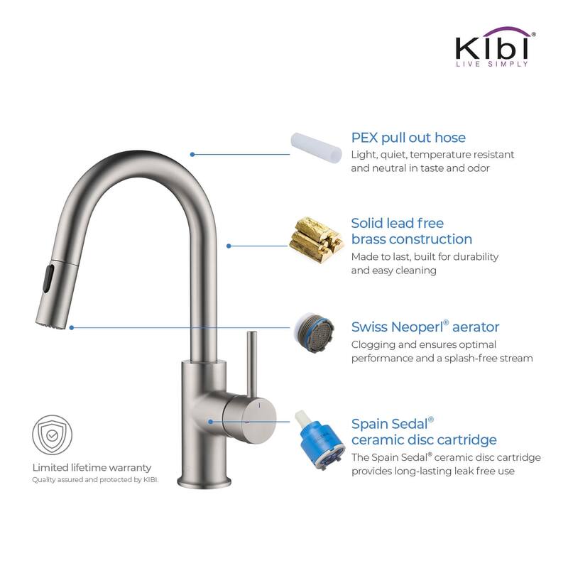 Single-Hole Pull-Down Kitchen Faucet with Sprayer and Magnetic Docking