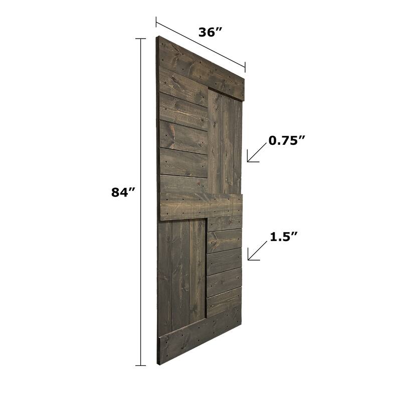 Coast Sequoia 36in x 84in S Series Pine Wood Sliding Barn Door With Hardware Kit