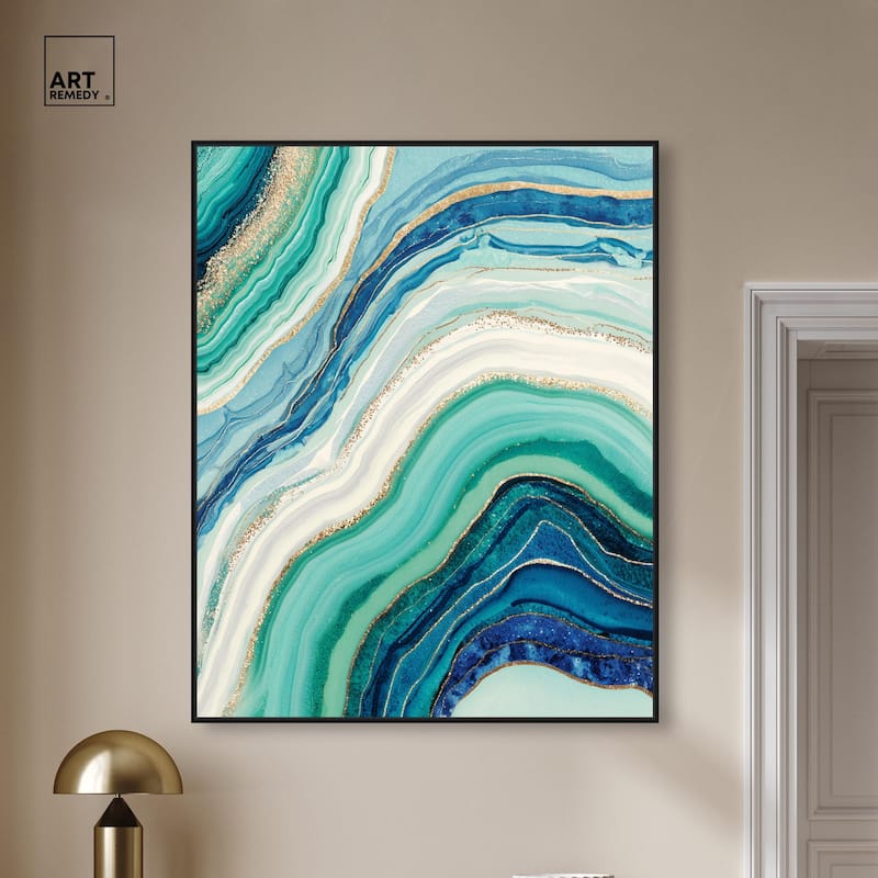 Blue Green Abstract Agate I Canvas by Art Remedy