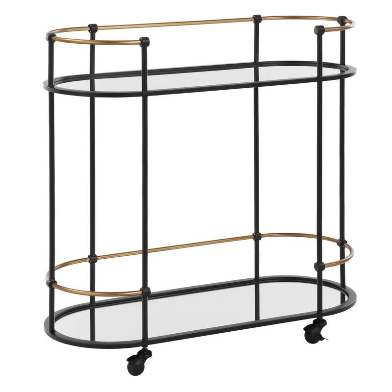 Uttermost 24186 Andre 32" Wide Metal Bar Cart with Two Shelves