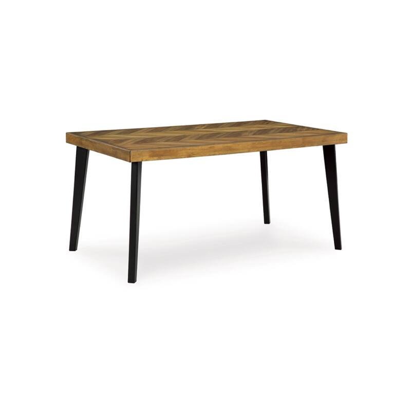 Bia 7pc Dining Table Set, Brown Chevron Tabletop, Black Ladderback Chairs