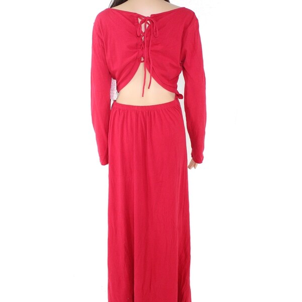 red open back maxi dress