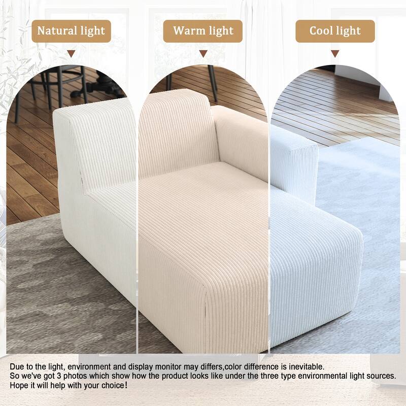 Indoor Modern Corduroy Chaise Lounge Couch