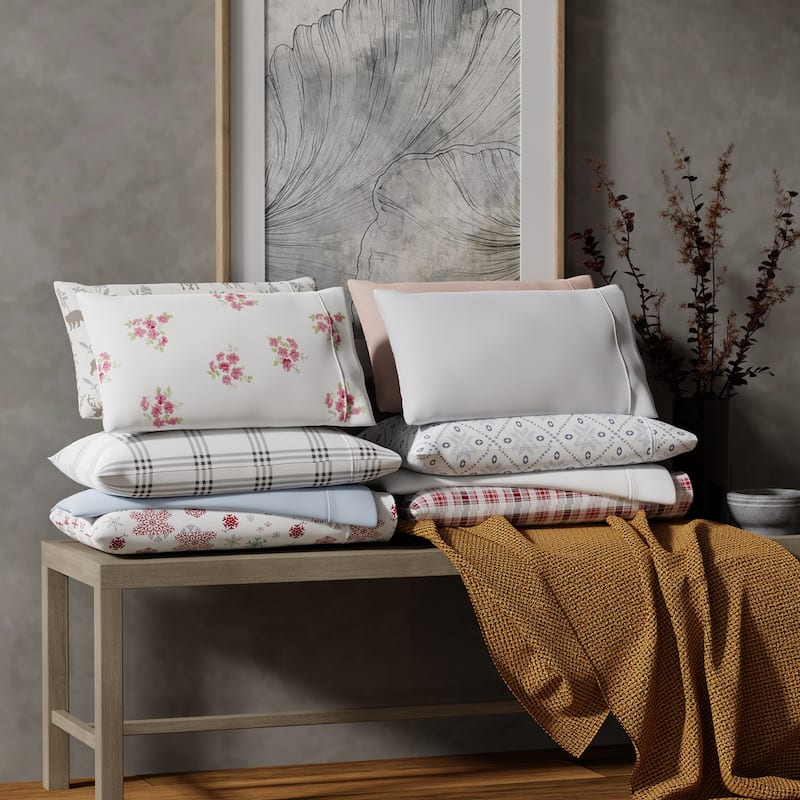 Color Sense Cotton Double Brushed and Extra Warm Flannel Sheet Set - Grey - King