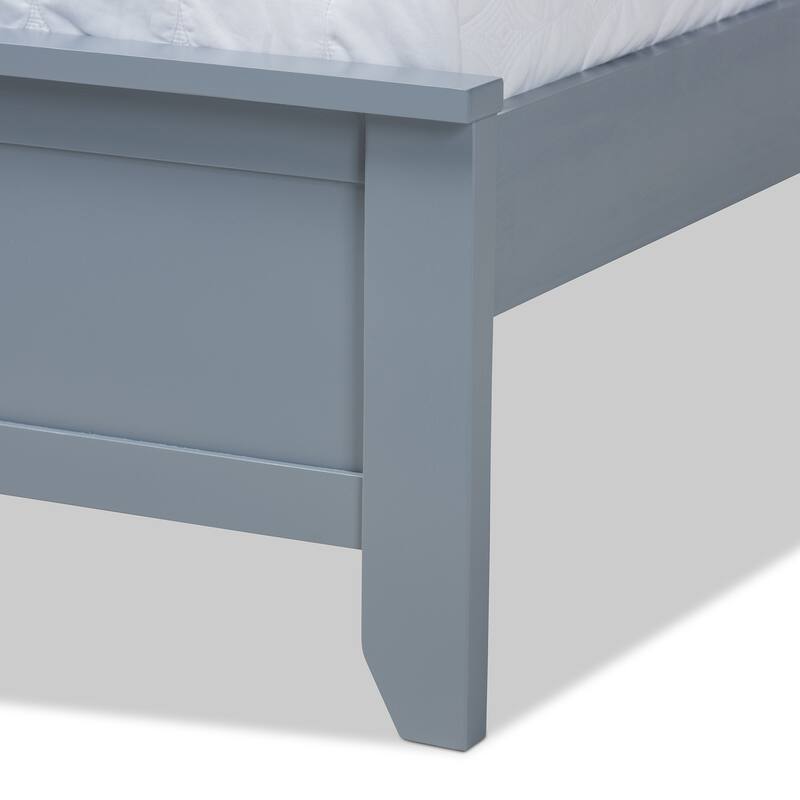 Rustic Ranch Grey Wood Platform Bed - Full Size, Modern Farmhouse Style Bed Frame with Headboard