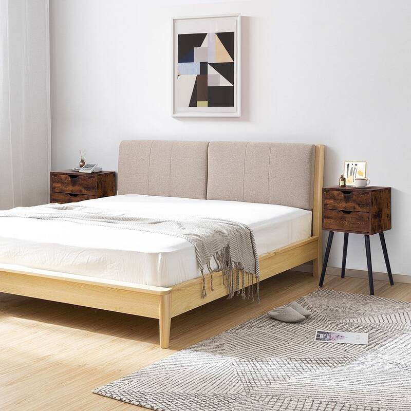 Set of 2 Modern Nightstand with 2 Drawers