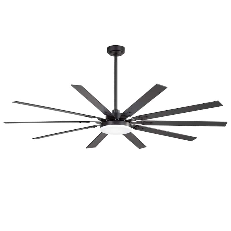 Large 84"/72" Reversible 10-Blade Integrated Ceiling Fan with LED Light Kit and Remote