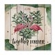 preview thumbnail 3 of 3, Designart 'Flamingo Floral Heart With Eucalyptus Leaves' Traditional Print on Natural Pine Wood